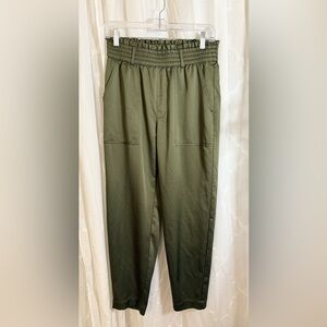 Abercrombie & Fitch Olive Green Satin Joggers | Size Medium